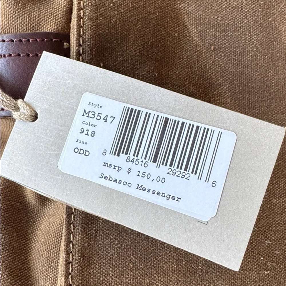 Timberland Sebasoo oiled canvas leather trim messenger bag NWT